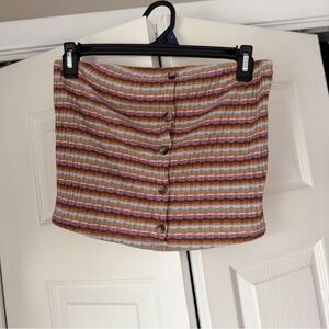 Striped Button-Front tube top in Lavender and Mustard